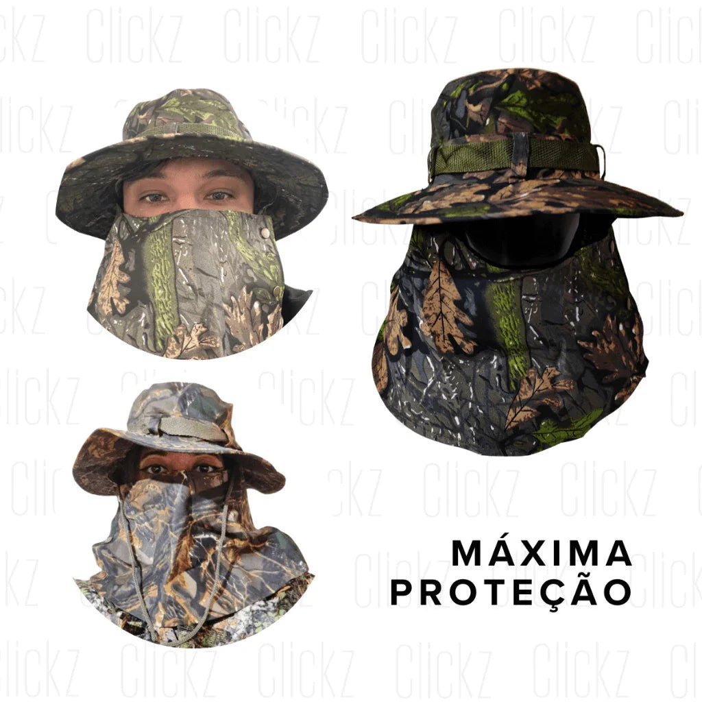 Chapéu Para Pesca com Proteção Premium Canavieiro Camuflado