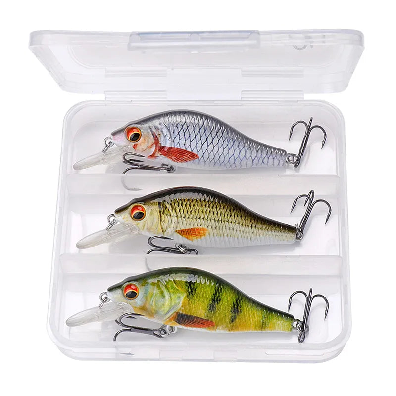 Kit de Iscas Flutuantes Minnow TREHOOK - 3 Peças