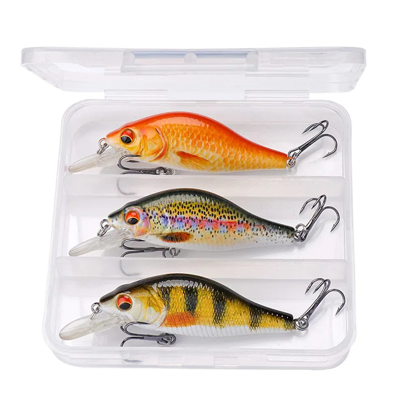 Kit de Iscas Flutuantes Minnow TREHOOK - 3 Peças