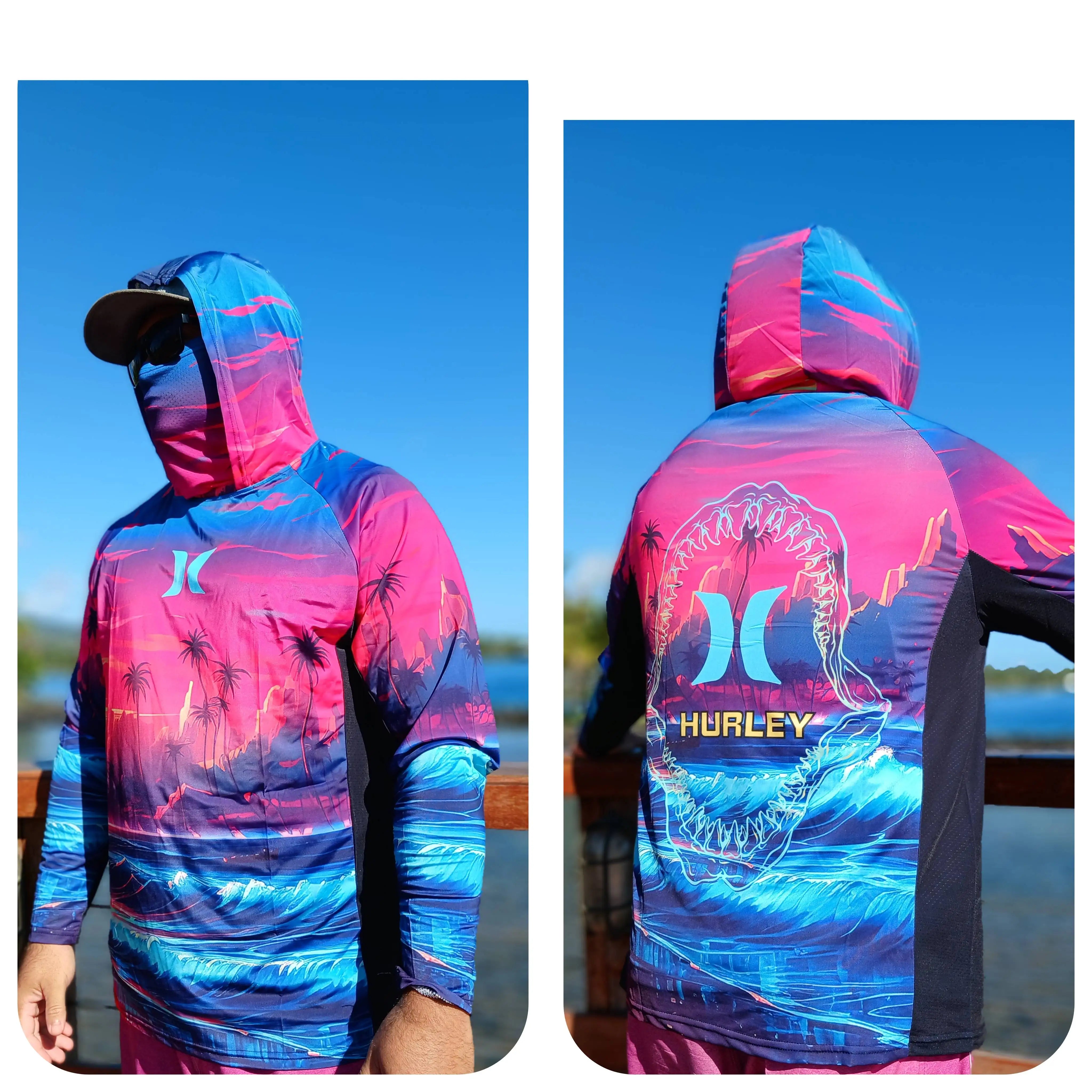 Camisa Masculina Com Capuz UPF 50+ Manga Longa para Pesca