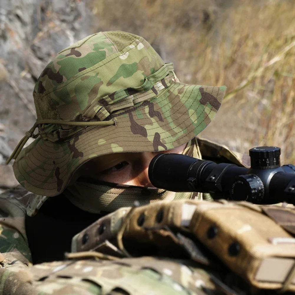 Chapéu Tático Camuflado Para Pesca e Atividades ao Ar Livre