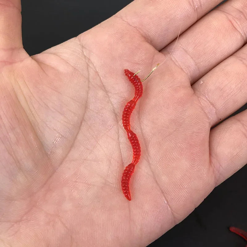 Isca de Minhoca Vermelha 5cm - Aroma Realista - 50 a 800 Peças