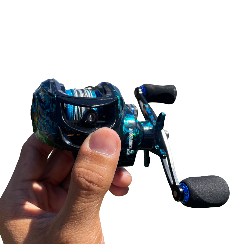 Carretilha Kingpesque Azure Anti-Cabeleira - Drag 8kg 7.2:1 + Óculos Polarizado Kingpesque Grátis