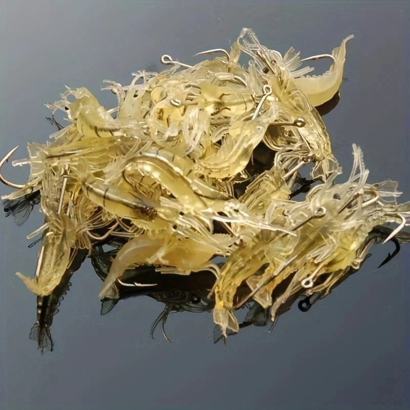 Conjunto de Iscas de Camarão Luminosas com Gancho Afiado