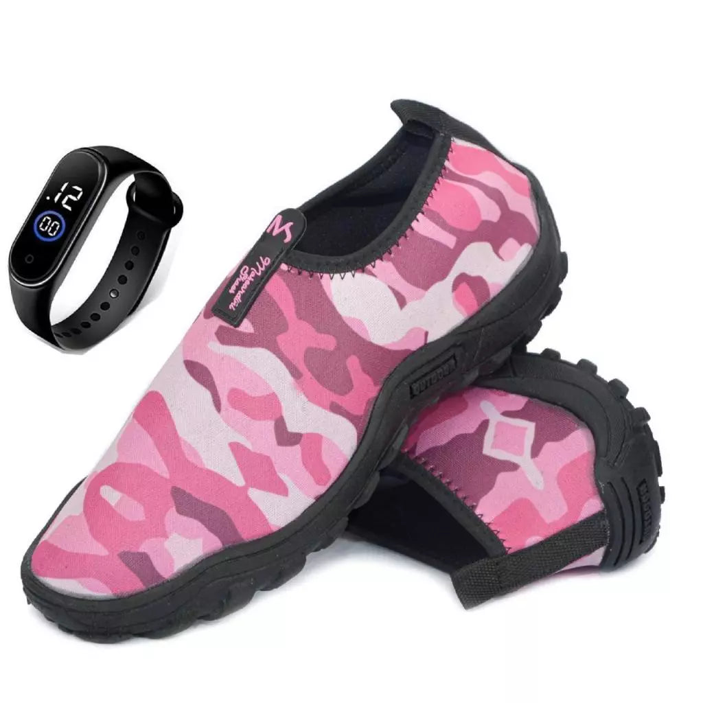 Sapatilha Aquatica Neoprene Antiderrapante + Relógio digital Coleção Nova 2025