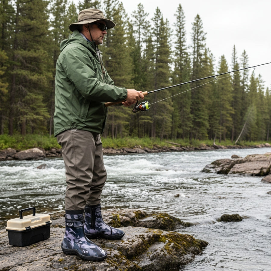 Bota Cano Curto Impermeável - Ideal para Pesca, Trilha e Camping