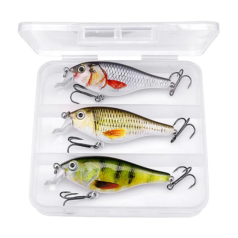 Kit de Iscas Flutuantes Minnow TREHOOK - 3 Peças
