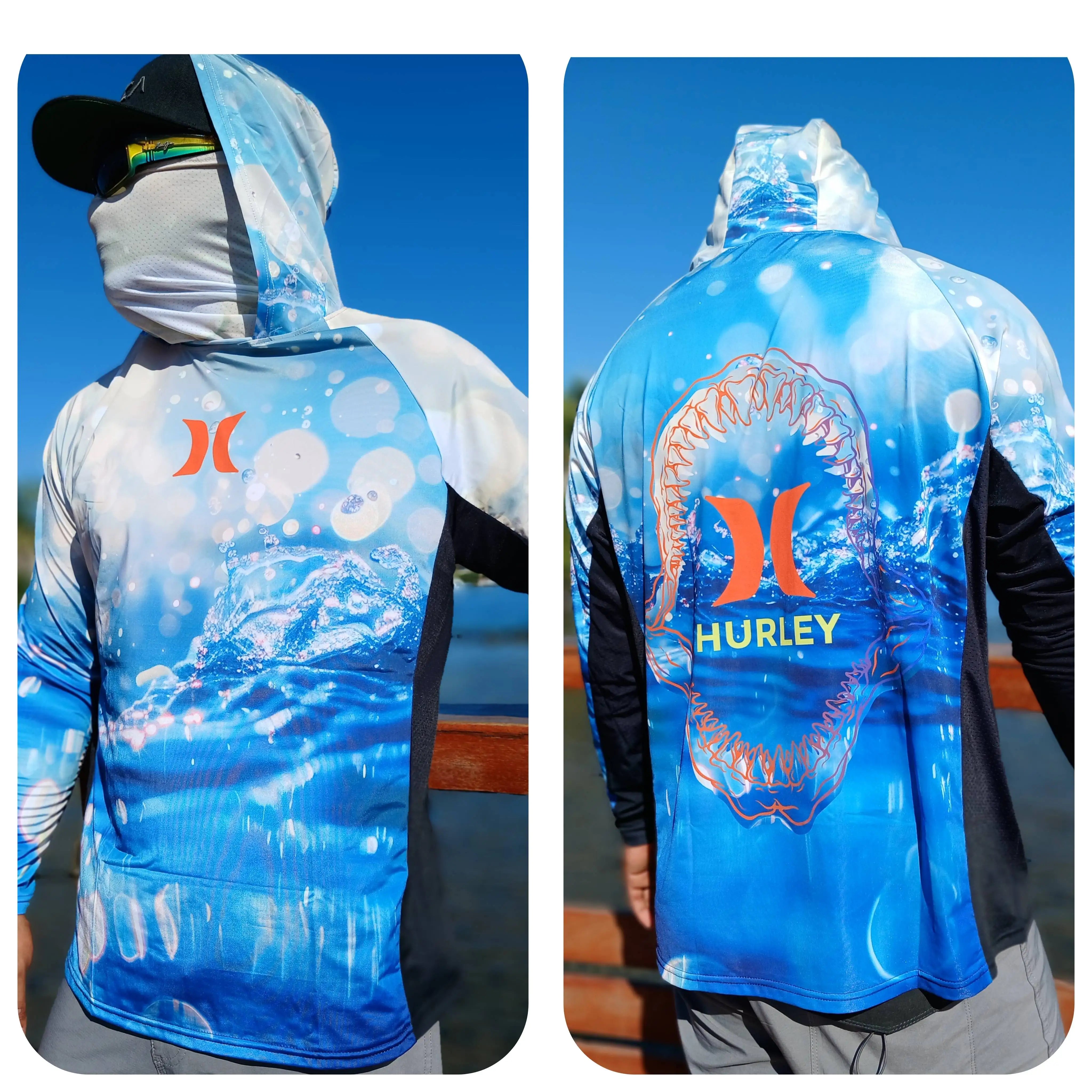 Camisa Masculina Com Capuz UPF 50+ Manga Longa para Pesca