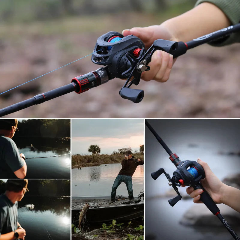 Kit De Pesca Sougayilang Vara Fibra De Carbono Carretilha Drag 8kg Brinde Linha