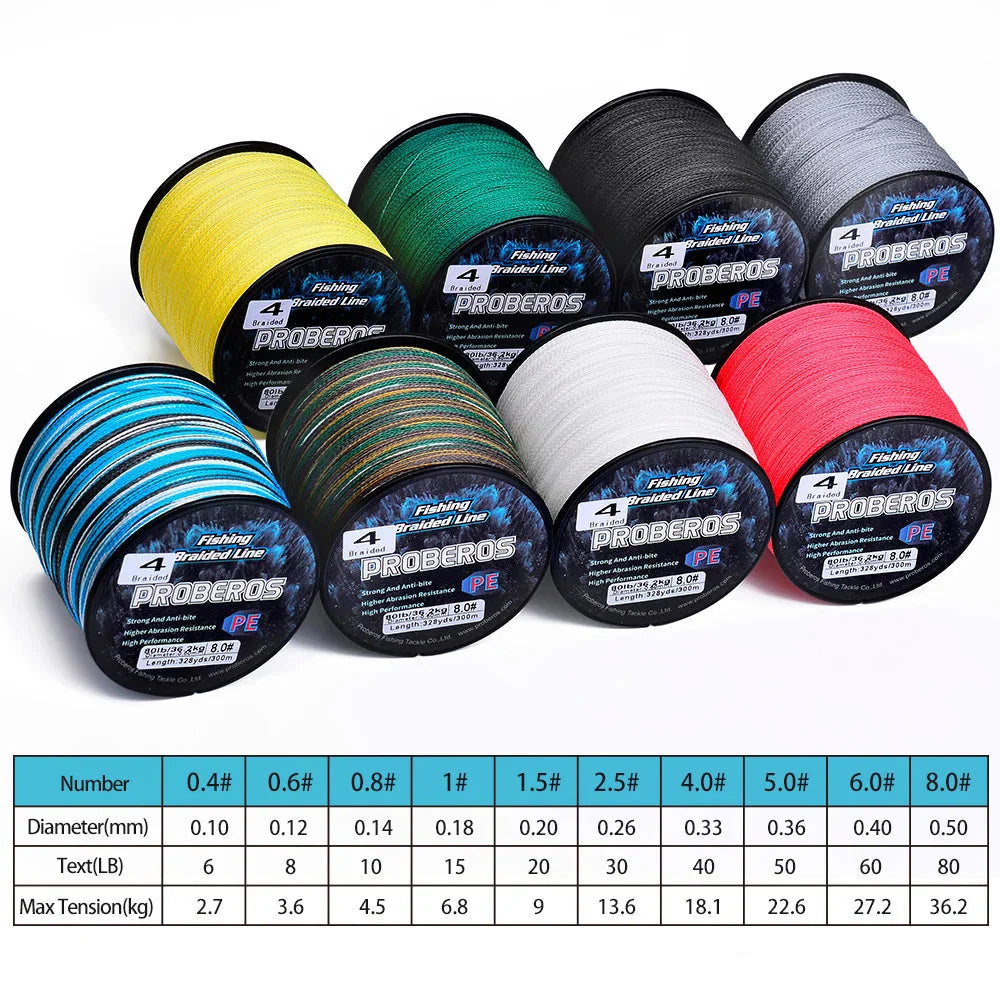 Linha de Pesca Multifilamento Proberos 300M Multicolor 6LB Até 80LB