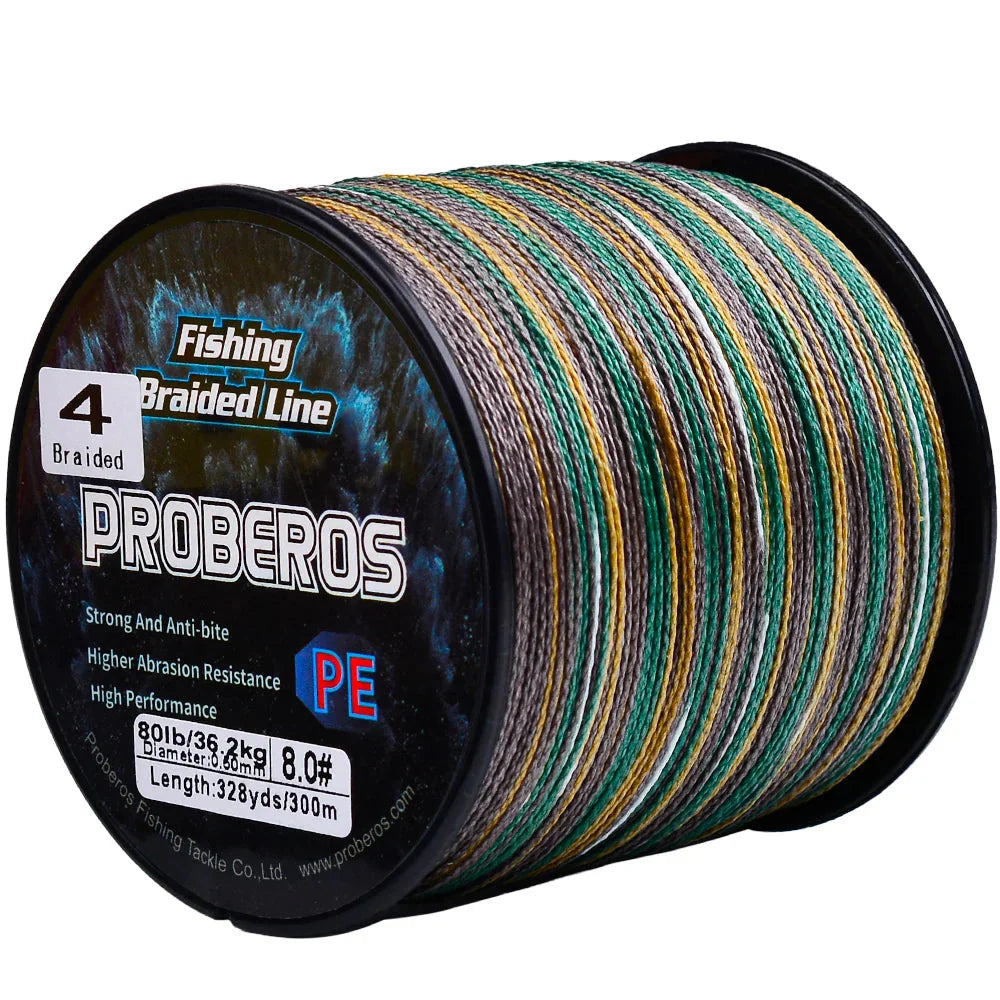 Linha de Pesca Multifilamento Proberos 300M Multicolor 6LB Até 80LB