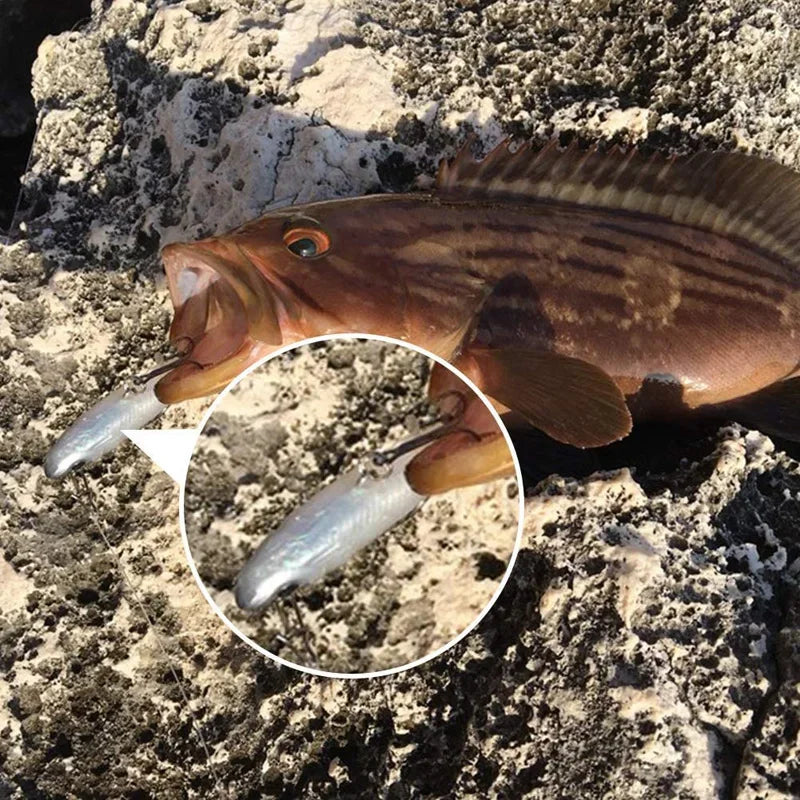 Kit Isca Artificial Soft Fishing 8cm 5 Unidades Com Ganchos