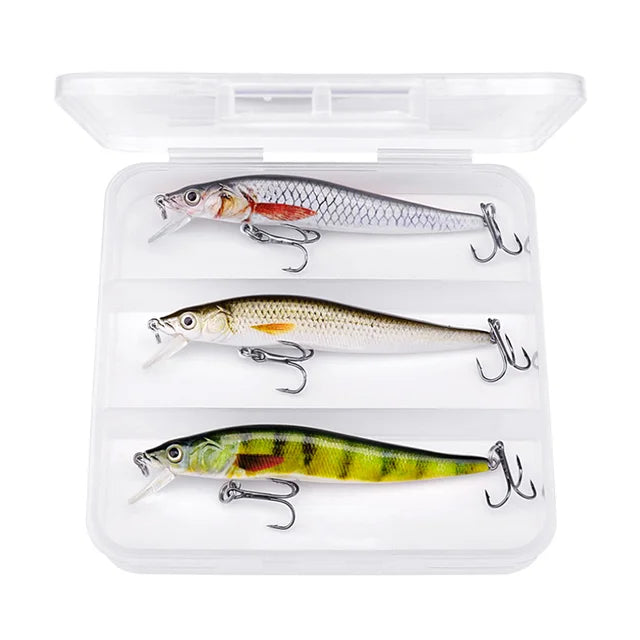 Kit de Iscas Flutuantes Minnow TREHOOK - 3 Peças
