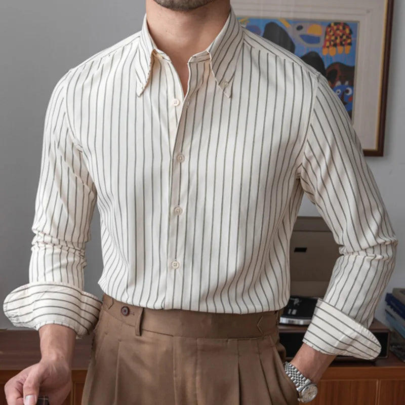 Camisa Social Listrada de Algodão Masculina Casavelli S056